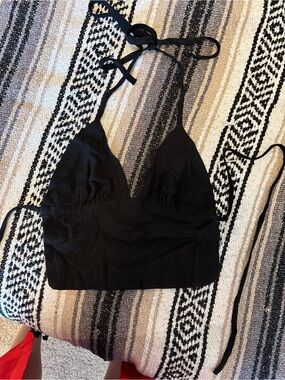 Black Halter Bralette Top - Women